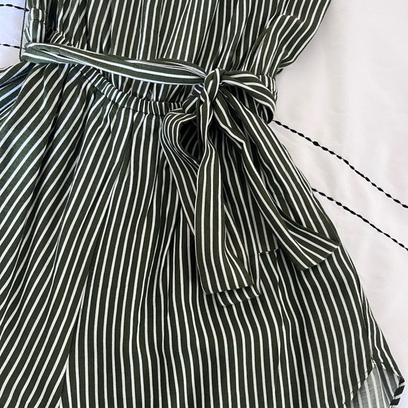 ❌SOLD UO Green/White Stripe Off the Shoulder Romper - Picture 3 of 7